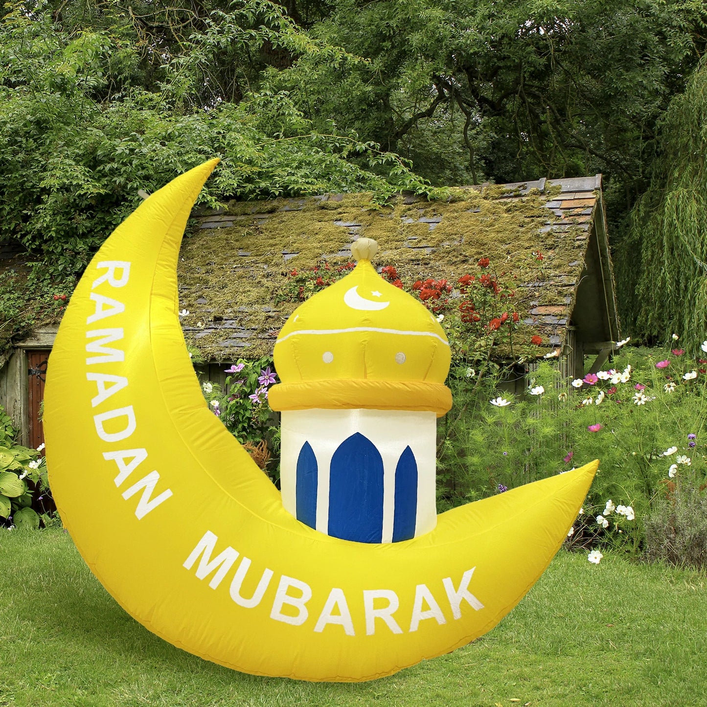 Crescent Moon Cloud Ramadan Inflatable Decoration Eid Courtyard Inflatable Mosque with Led