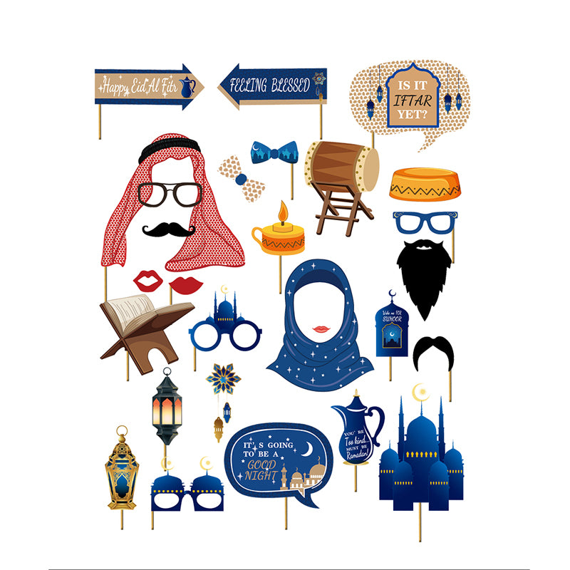 28pcs Eid Mubarak Photo Booth Prop Kit