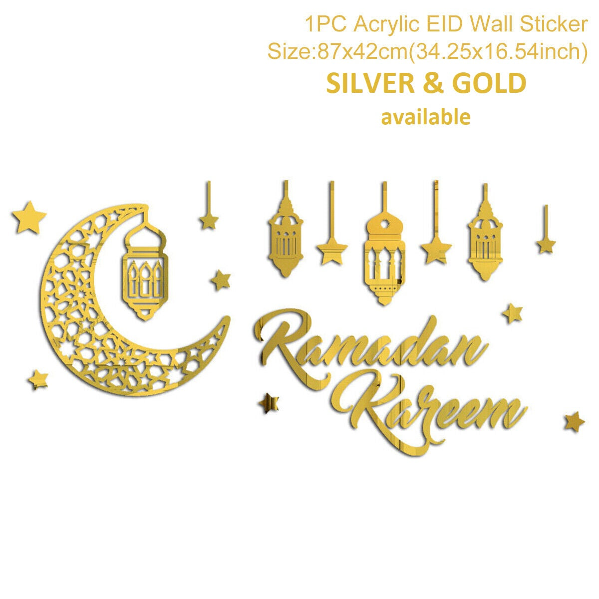 Ramadan Kareem Eid Mubarak Acrylic Wall Stickers Wallpaper Decorations