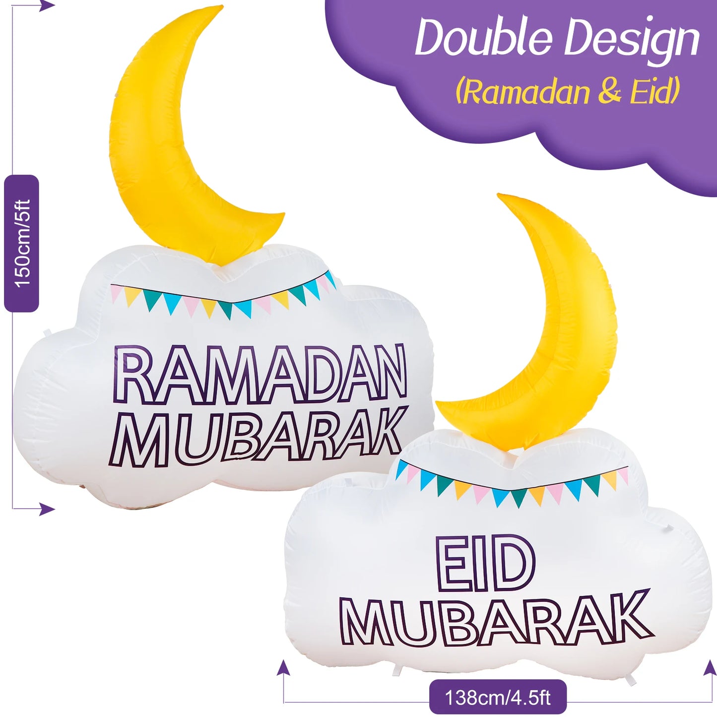 Ramadan/Eid Double Sided Inflatable Crescent