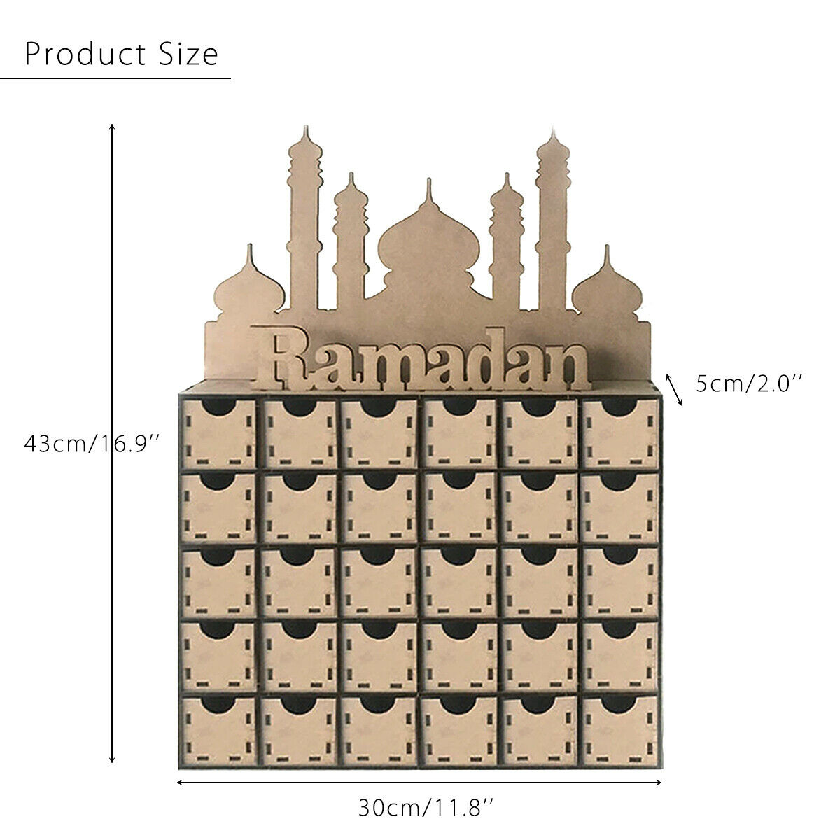 Wooden Eid Ramadan Mubarak Advent Calendar
