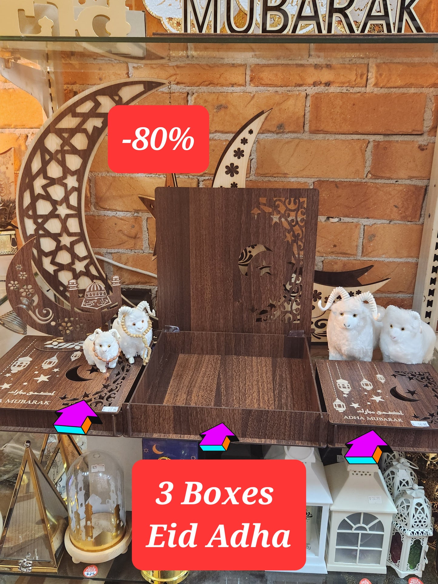 Ramadan wood boxes, set of 3, Eid El-Fitr, eid AlAdha
