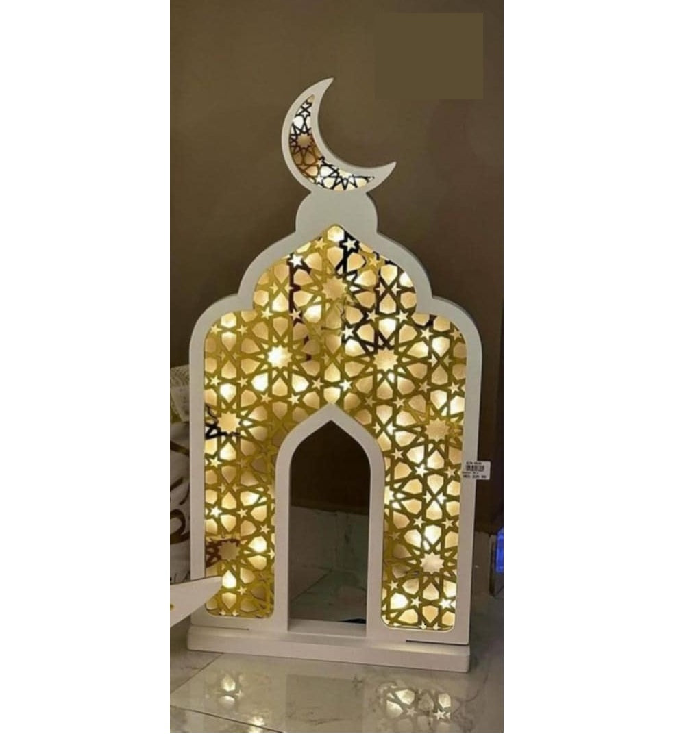 White and Gold Emporium Giant Lighted Standing Crescent 60cm