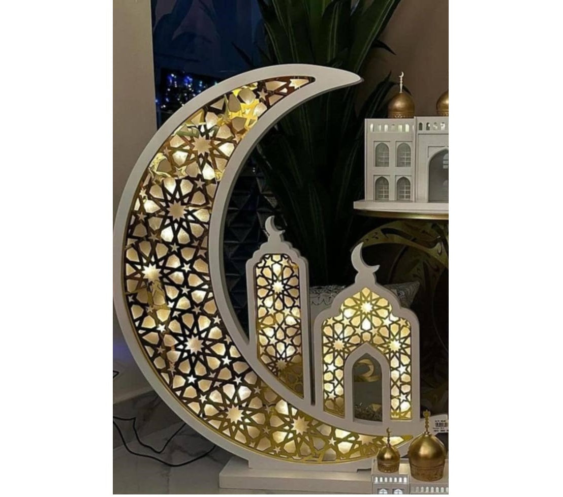 Emporium Giant Lighted Standing Crescent with Mosque 100cm