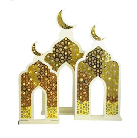 White and Gold Emporium Giant Lighted Standing Crescent 60cm