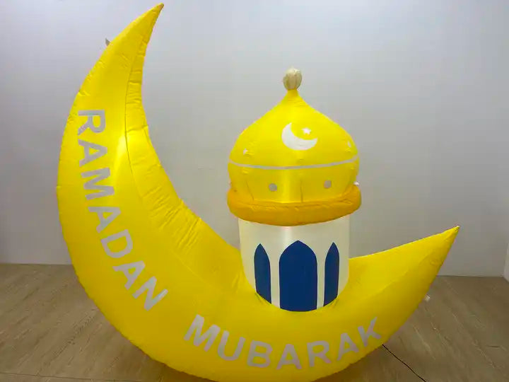 Crescent Moon Cloud Ramadan Inflatable Decoration Eid Courtyard Inflatable Mosque with Led