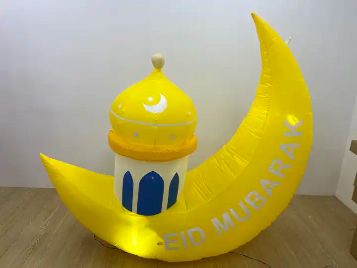 Crescent Moon Cloud Ramadan Inflatable Decoration Eid Courtyard Inflatable Mosque with Led