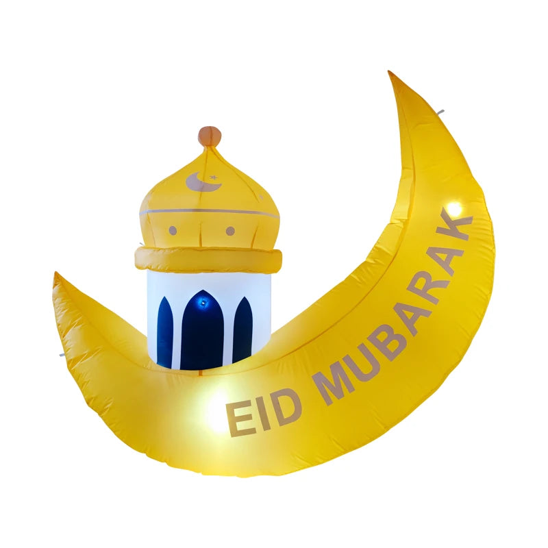 Crescent Moon Cloud Ramadan Inflatable Decoration Eid Courtyard Inflatable Mosque with Led