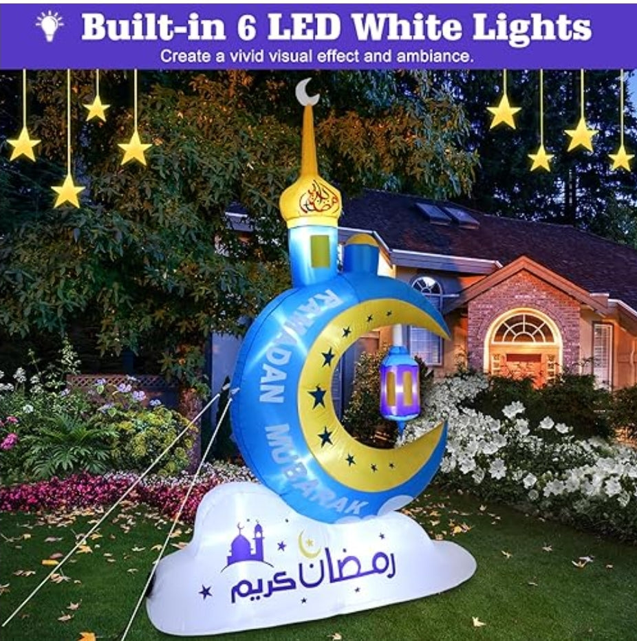 Ramadan inflatable big size crescent with pillars 2.5m