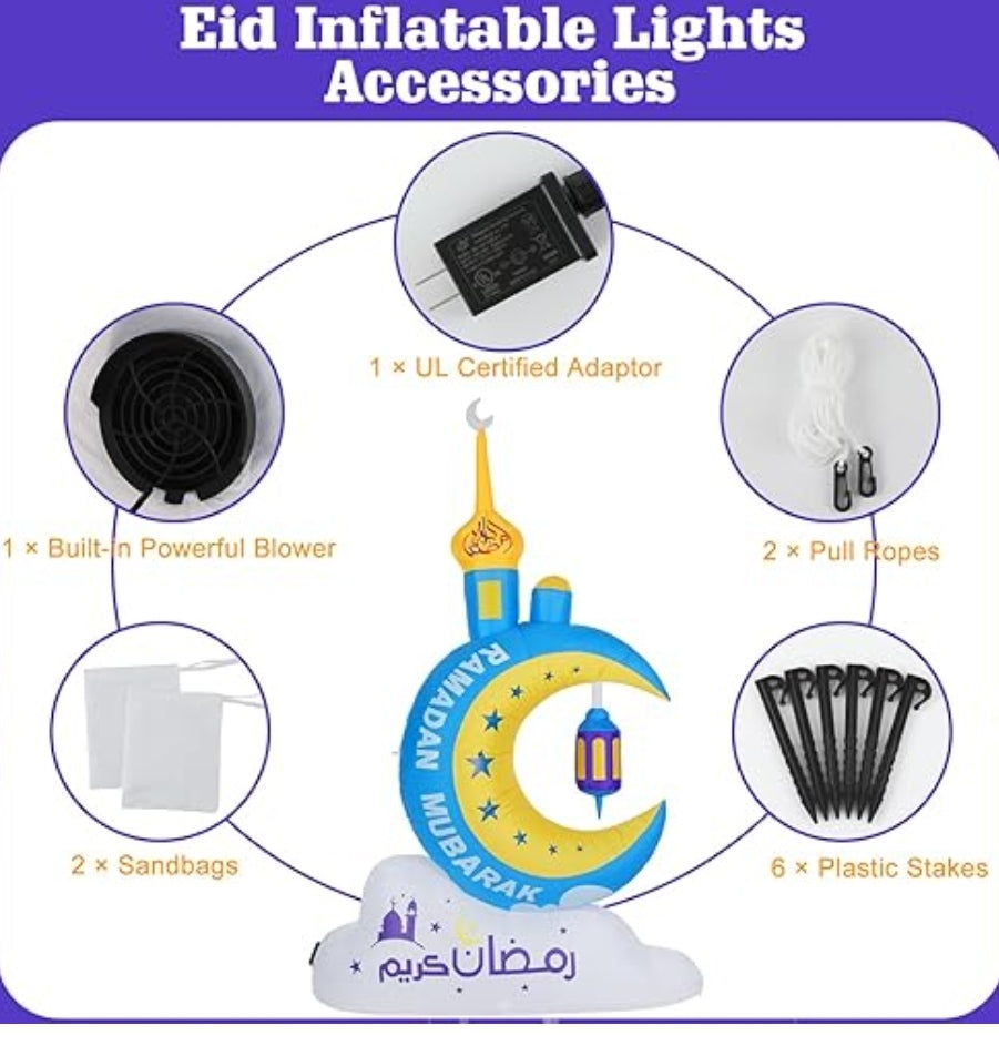 Ramadan inflatable big size crescent with pillars 2.5m