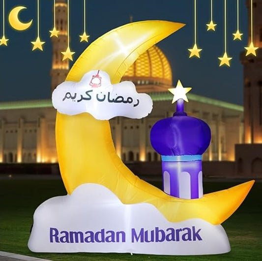Ramadan blow up/inflatable, crescent with pillar, 1.86m