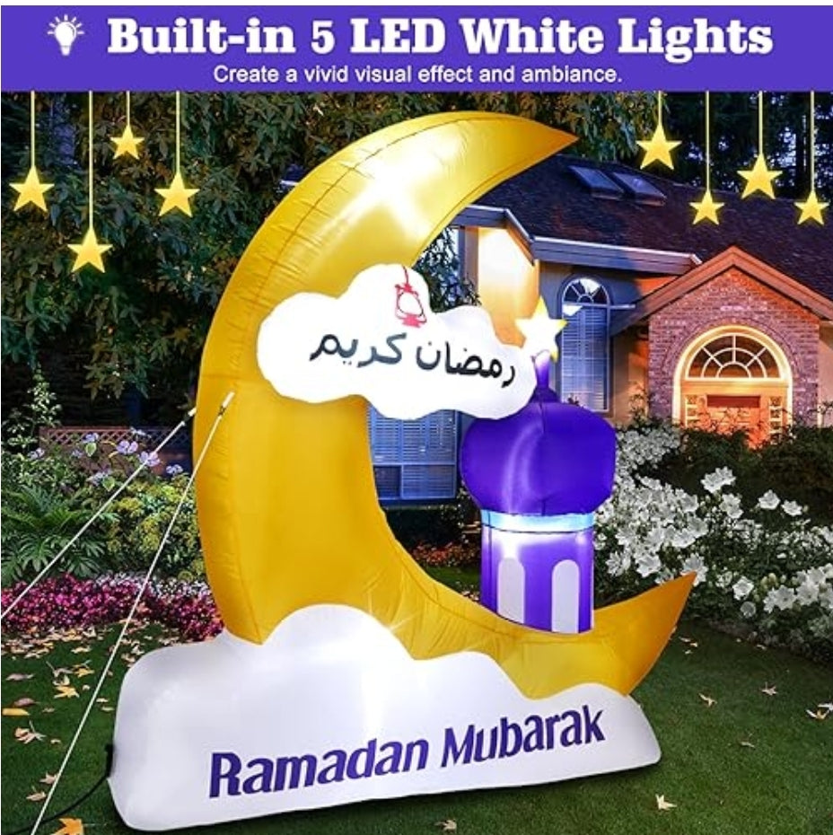 Ramadan blow up/inflatable, crescent with pillar, 1.86m