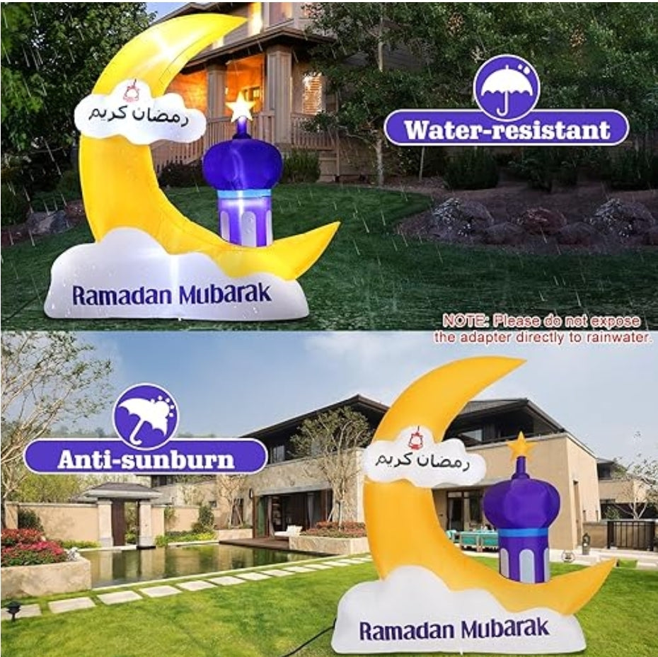 Ramadan blow up/inflatable, crescent with pillar, 1.86m