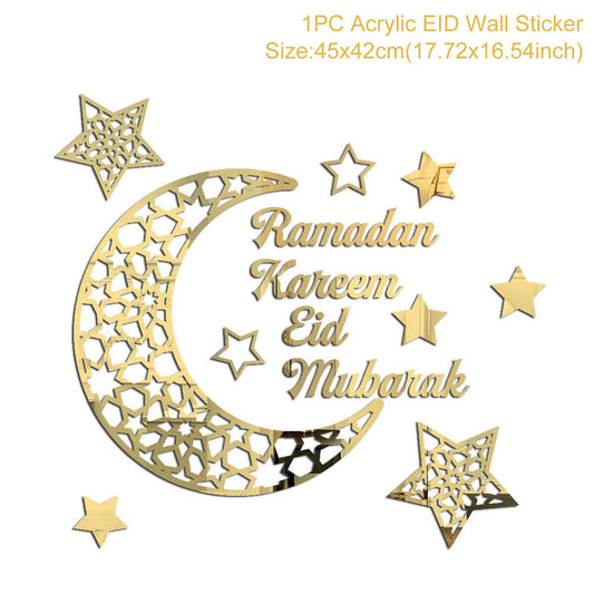 Wall Acrylic Ramadan/Eid Stickers Crescent Moon Window Glass Decal