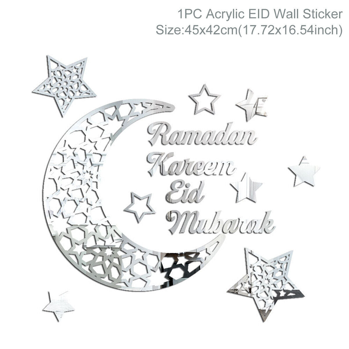 Wall Acrylic Ramadan/Eid Stickers Crescent Moon Window Glass Decal
