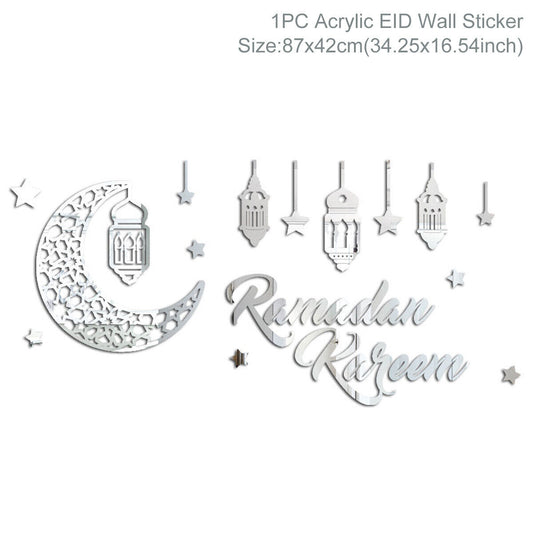 Ramadan Kareem Eid Mubarak Acrylic Wall Stickers Wallpaper Decorations