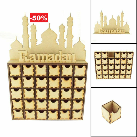 Wooden Eid Ramadan Mubarak Advent Calendar